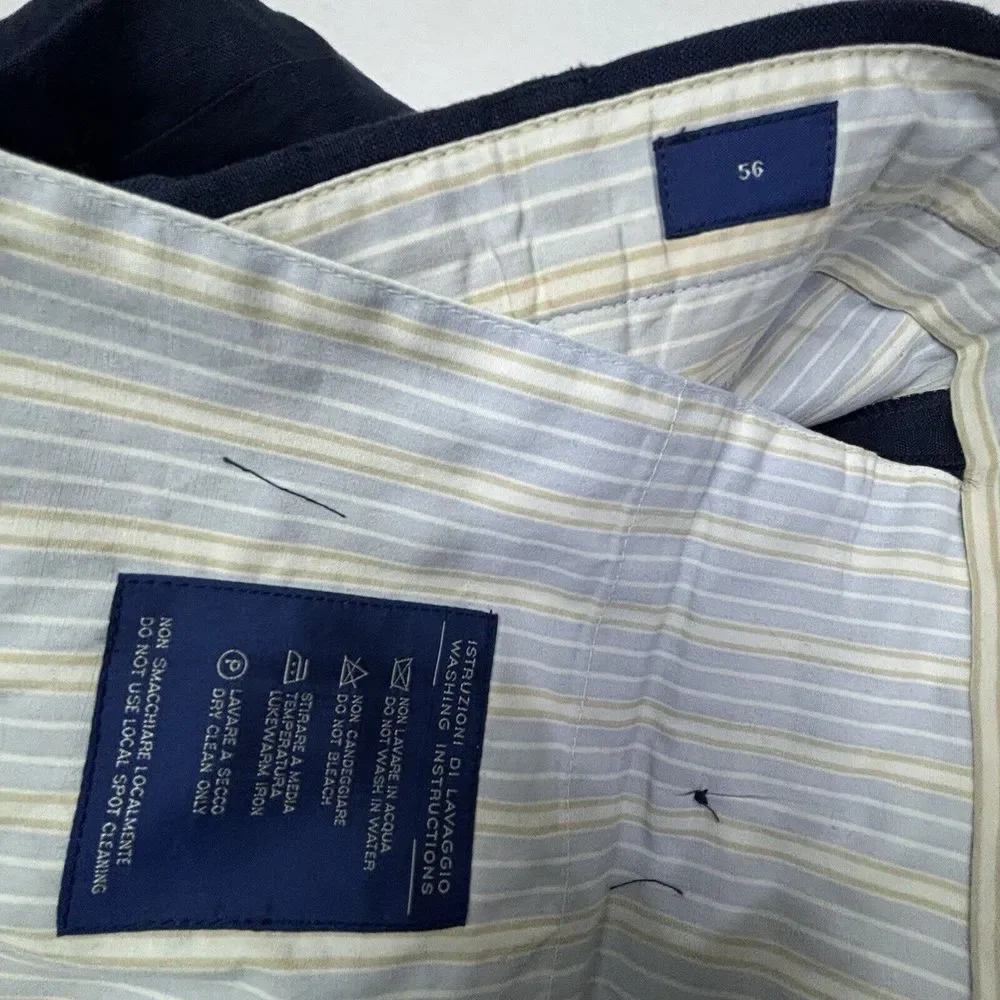 Connolly England Mens Linen Trousers Pants EU56‎ 36X30 Navy Tapered Italy EUC